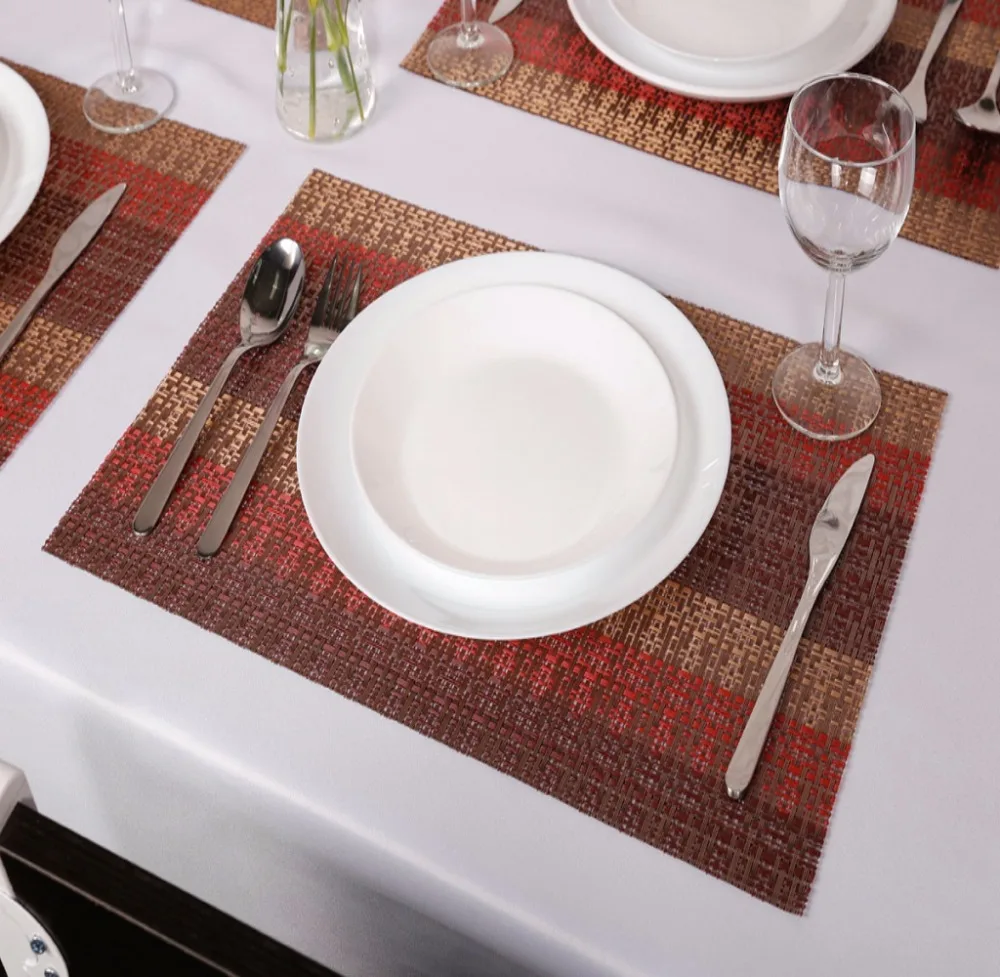 2 pcs SiCoHome Crossweave Woven Vinyl Placemats for Dining Table Heat