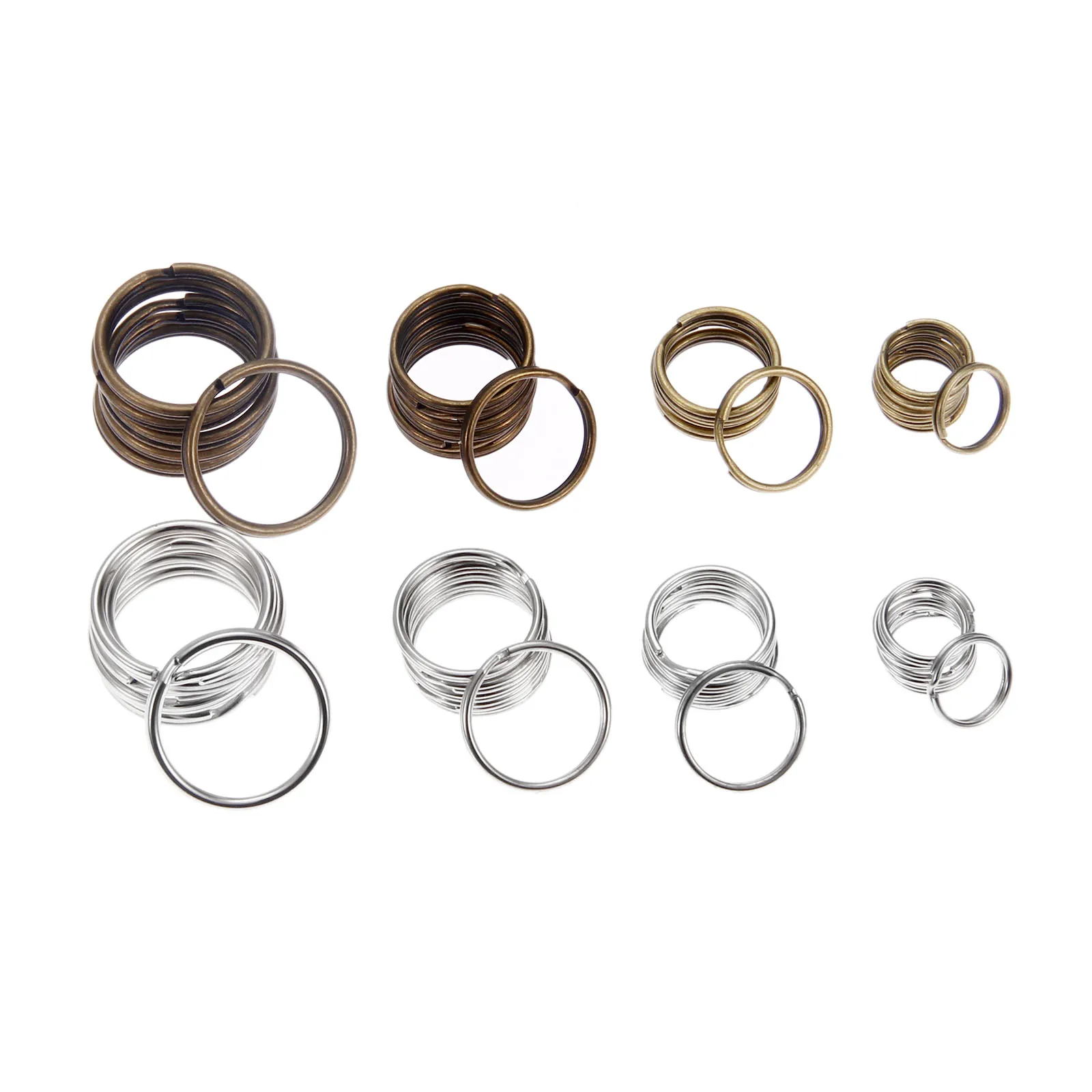

100Pcs Split Key Rings Nickle Plated Metal Chains Keychain Durable Key Rings Buckles Hooks Bags Sewing Accessories 15/20/23/28mm