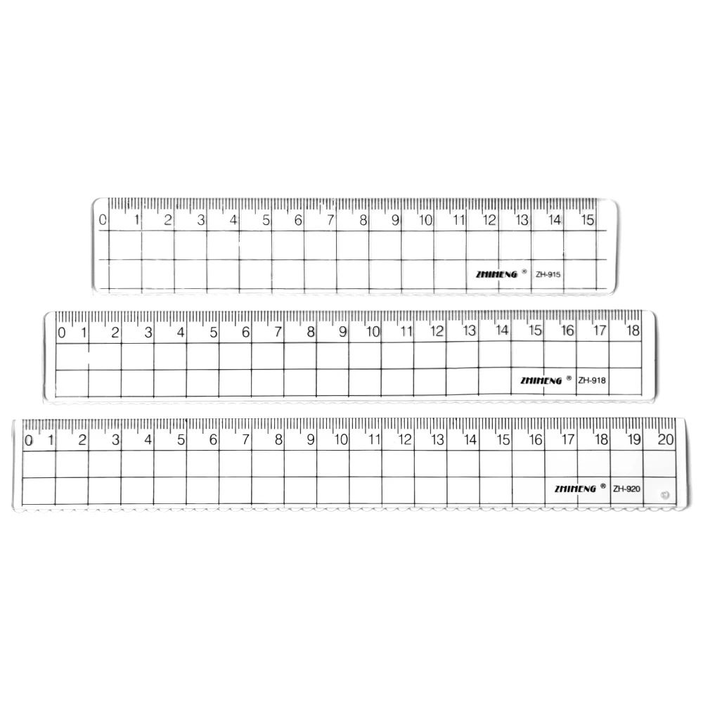 

2Pcs Simple Acrylic Ruler 15/18/20cm Transparent Square Ruler Stationery Learn Drawing Supplies