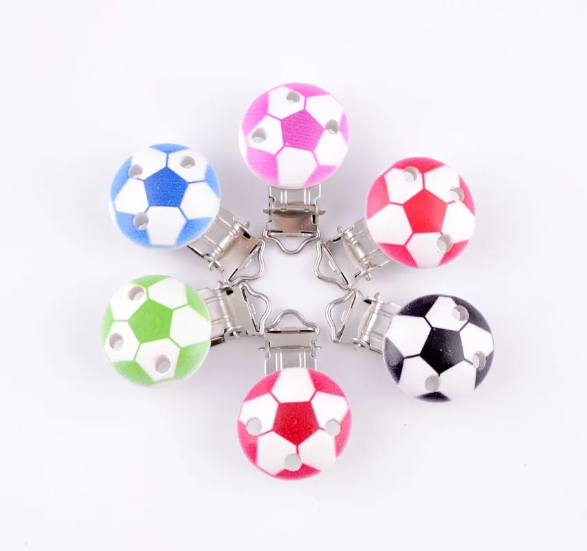 

10Pcs Metal Football Suspender Trousers Pacifier Clips With Plastic Wood Craft Sewing Tool 45x30mm D2990