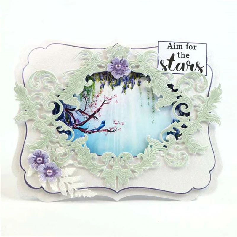 

Naifumodo Flower Frame Lace Leaves Metal Cutting Dies for Scrapbooking New 2019 Crafts Die Cut Card Making Album Embossing