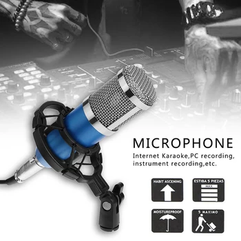 

Professional Condenser Microphone With Anti-shock Holder Studio Recording Wired Microphone Multifunctional Meeting Interview Mic