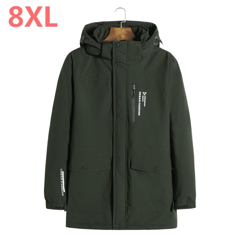 

2018 NEW Winter new parkas for jacket Hooded brand casual men warm plus size 8XL 7XL Cotton-padded clothes Coat Free shipping
