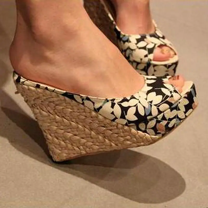 Womens Canvas Wedges Platform Court Shoes Summer Comfy Sandals Ladies Size