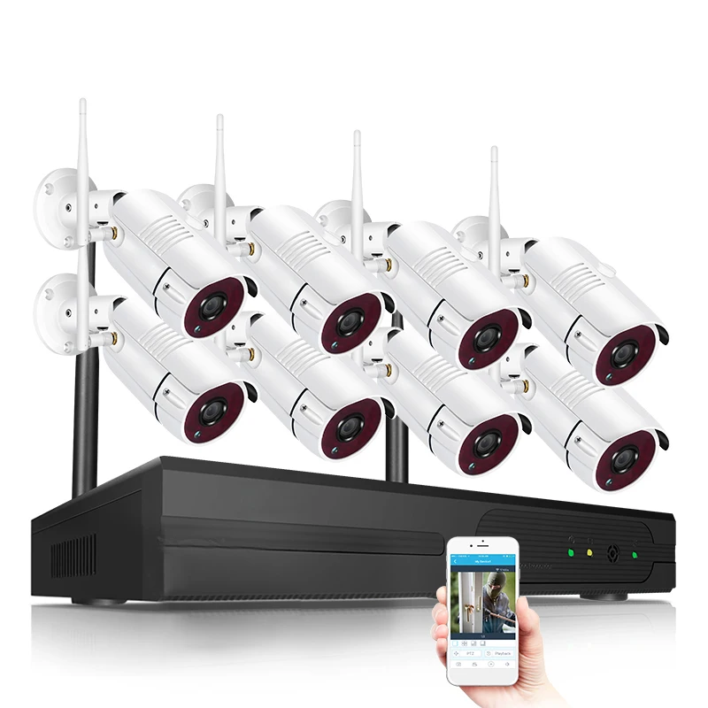 4CH/8CH CCTV P2P 1080P Wifi NVR система 36 IR Водонепроницаемая наружная пуля 1080P видео IP Беспроводная камера система безопасности жесткий диск - Цвет: 8ch NVR W 8pcs WCams