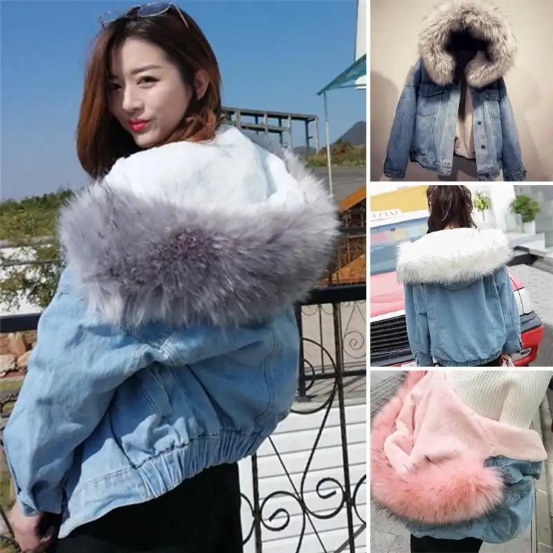 denim trucker jacket with fur