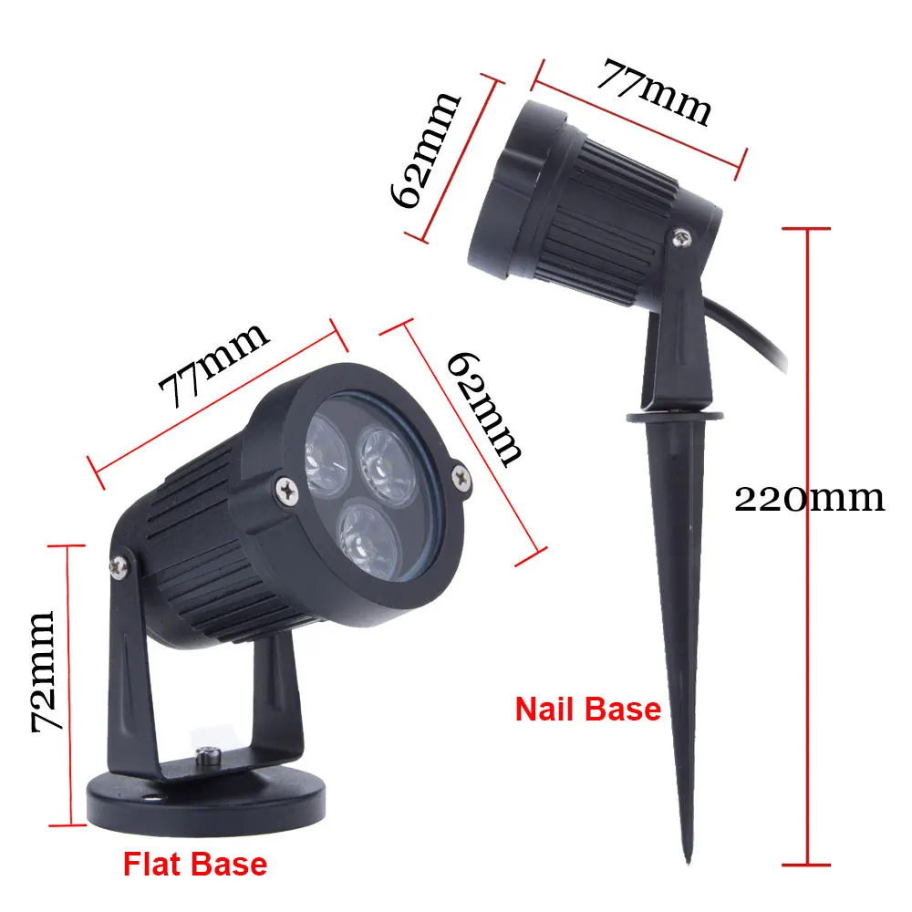 Светодиодный садовый светильник 9 Вт 220 В 3*3 Вт|led spike|led lawnspike lamp |