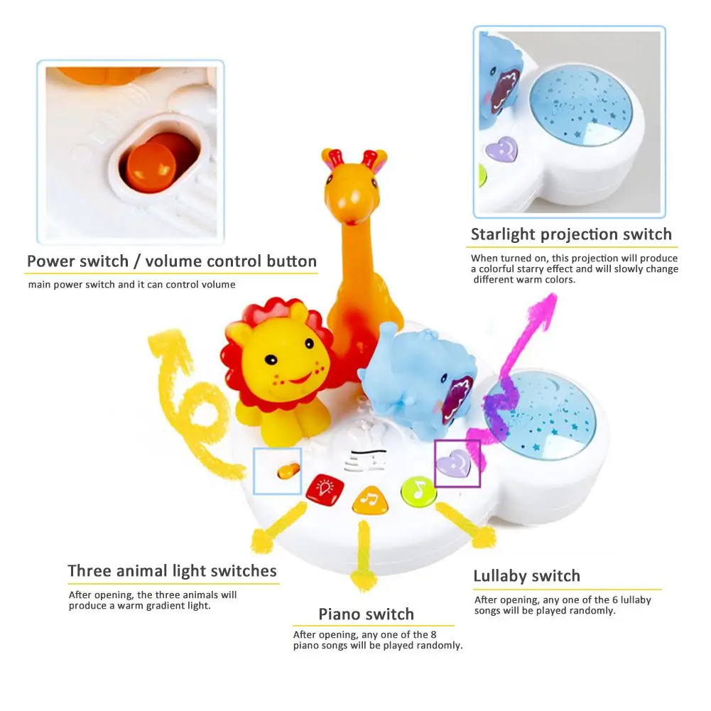 Детский Светильник, Музыкальный проектор, детские игрушки для сна, Звездный светильник игрушка-проектор, музыка, умные детские игрушки