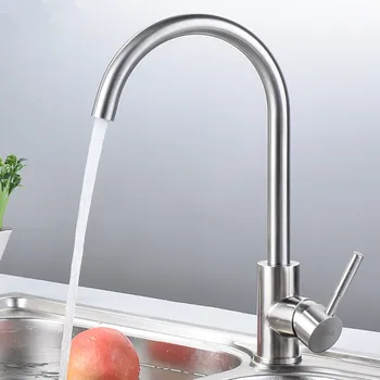 

304 stainless steel lead free kitchen faucet mixer hot and cold water brushed kitchen tap 360 degree swivel kitchen sink tap