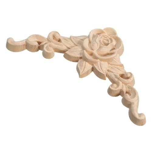 

HOT 8*8cm Wood Carved Corner Onlay Applique Decor Furniture Craft Unpainted Home Art Decor