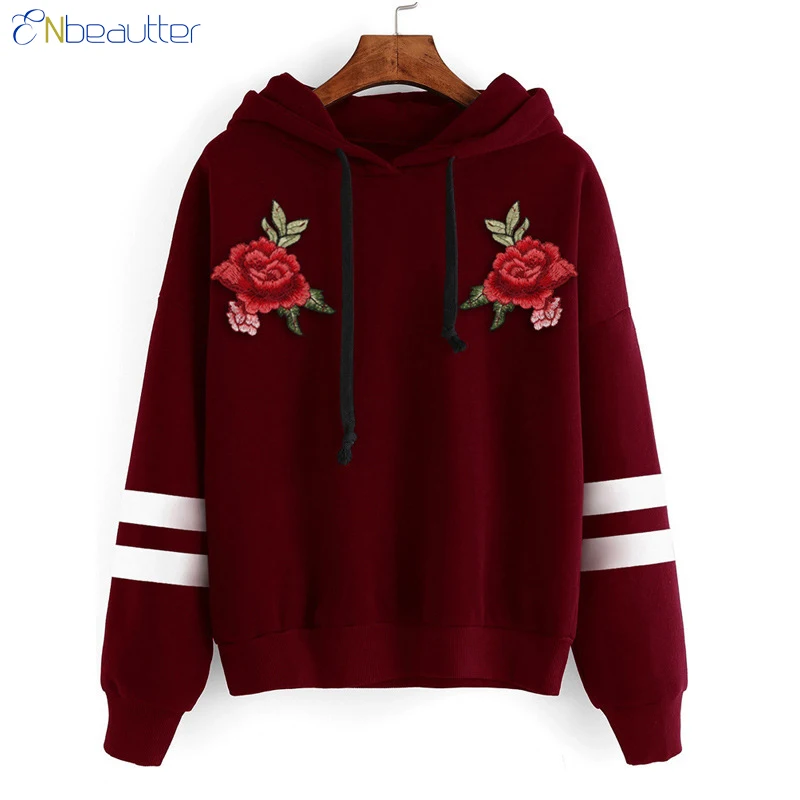 ENbeautter Women's Sweatshirts Embroidery Flower B...