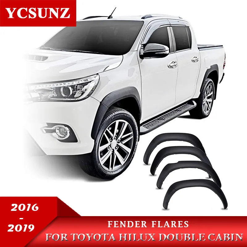 

Fender Flares Mudguards Wheel Arch For Toyota Hilux 2016 2017 2018 2019 Double Cabin Slim Black
