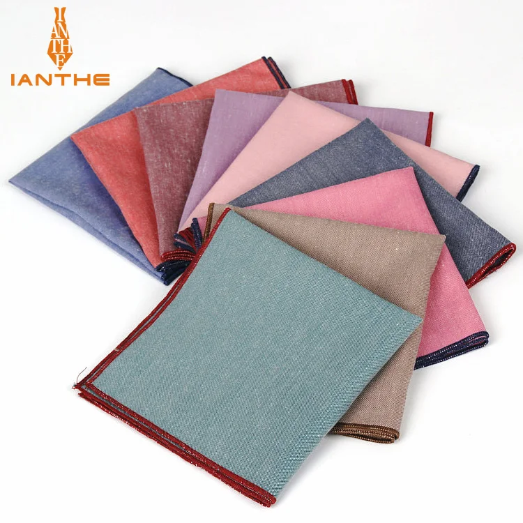 

Brand New Men's Hankerchief Scarves Vintage Like Linen Hankies Men's Suits Pocket Square Handkerchiefs Solid Color 23*23cm