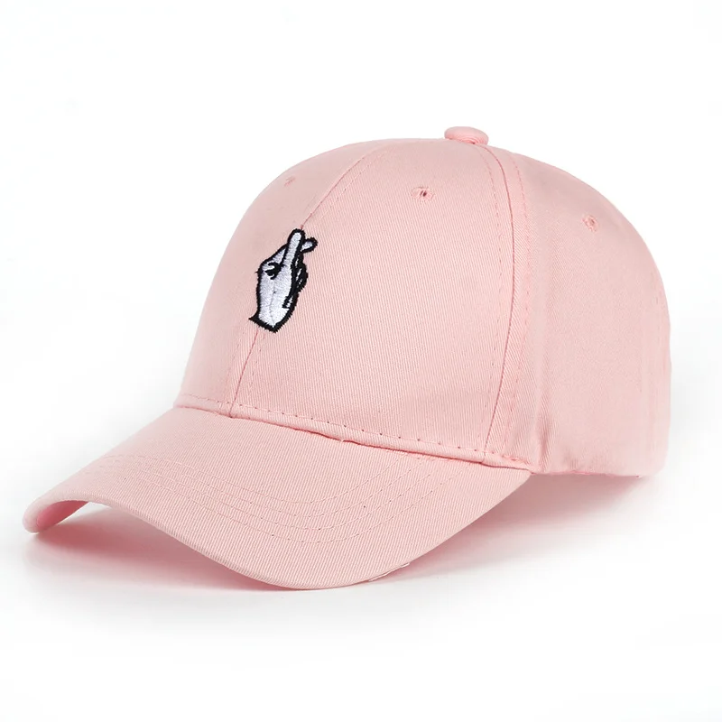 TUNICA Модная хлопковая шляпа Любовь палец быстрый ответ хип хоп шапка мужская женская Регулируемая шляпа вышивка бейсболка - Цвет: Розовый