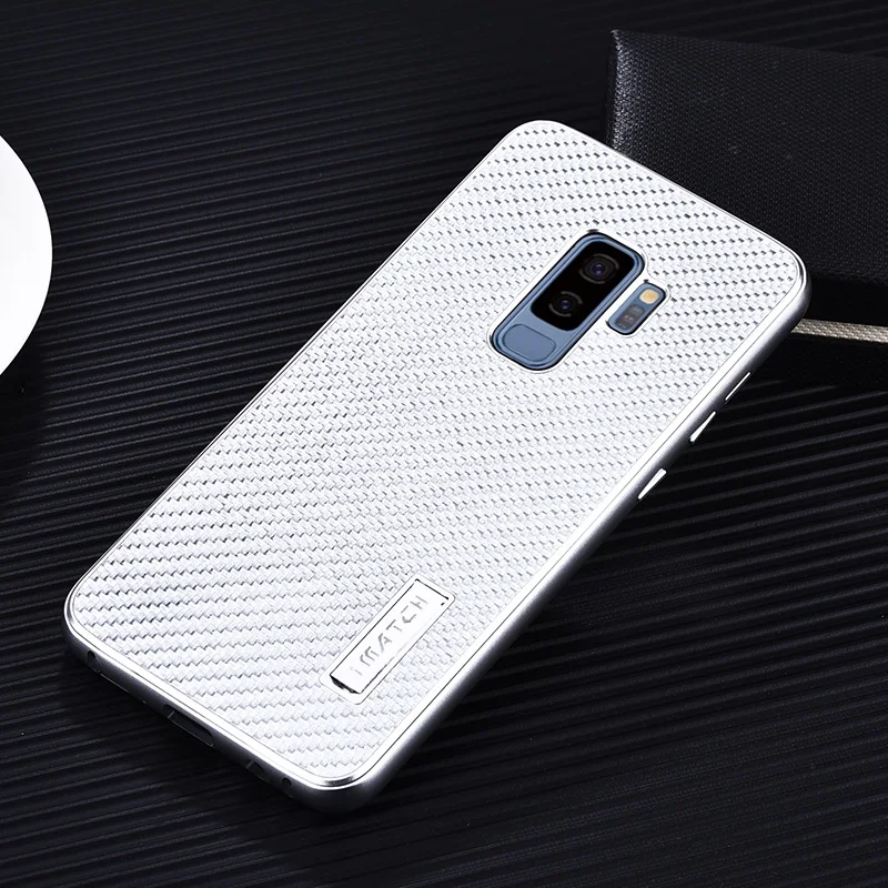 iMatch Luxury Aluminum Metal Bumper Carbon Fiber Back Cover Case for Samsung Galaxy S9 & Samsung Galaxy S9 Plus