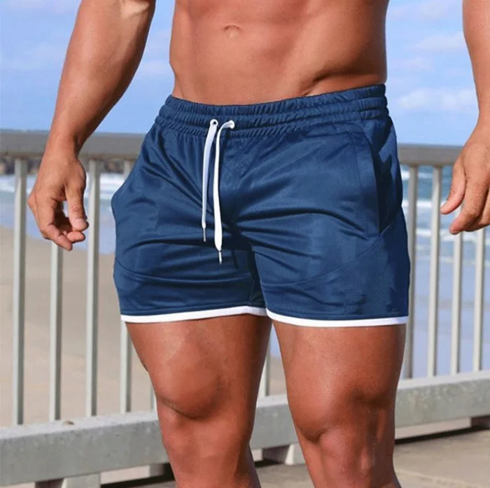Мужские дышащие шорты летние пляжные короткие мужские тренажерные залы фитнес тренировки Бодибилдинг; бег спортивные шорты тонкие