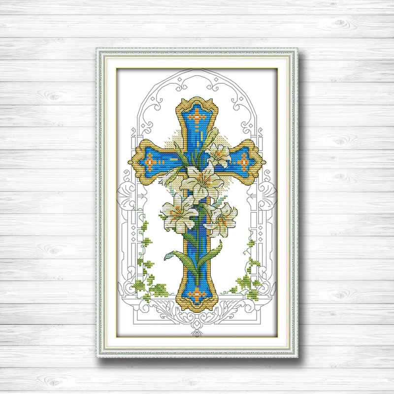 

Lily cross flowers diy painting dmc dmc 14CT 11CT counted cross stitch kits embroidery set Needlework Set chinese cross stitch