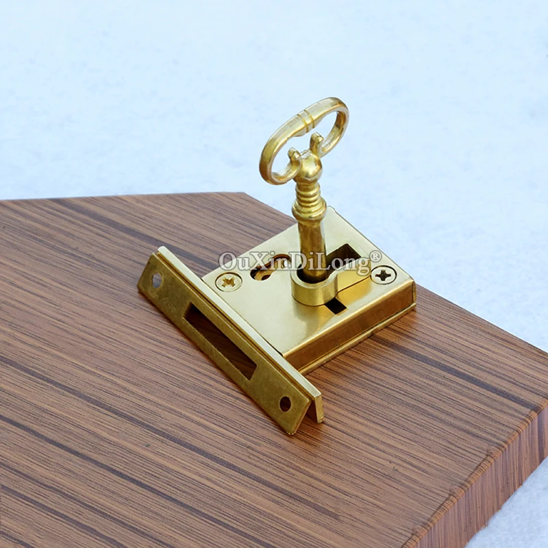 Retro Vintage 2 Pieces Pure Brass Antique European Drawer Locks Invisible Hidden