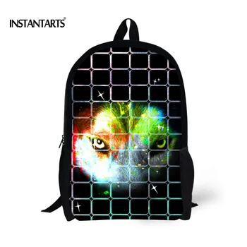 

INSTANTARTS Cool Wolf Face Print School Bags for Children Casual Primary School Student Bookbag Kid Boys Mochila Black Schoolbag