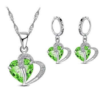 

Novel Inside CZ Cubic Zirconia Drop Earrings and Pendant Necklace Fashion Bride Wedding 925 Sterling Silver Jewelry Set