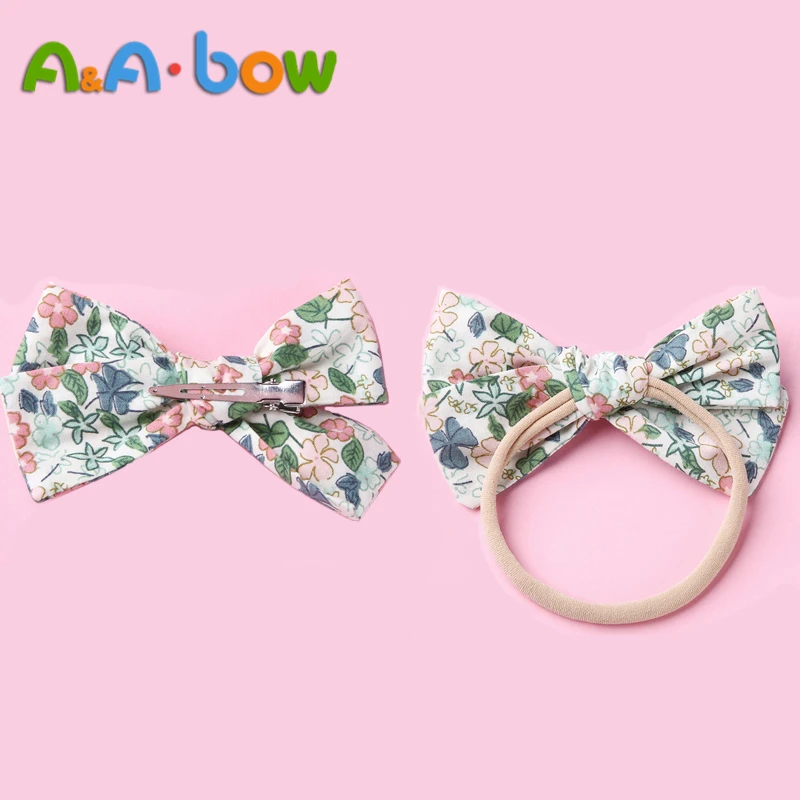 

1pc Print Flower Bow Headbands Hair Clips for girls Cute Elastic Nylon Bow Head band Baby Girl Hair Accessories Flower Hairpins