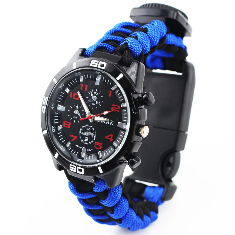 Tools kit Paracord Band Multi-functional Survival Watch Outdoor Camping Compass Thermometer Rescue Paracord Bracelet Equipment