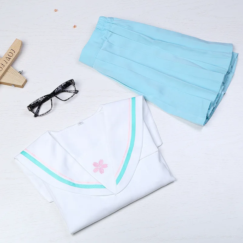 

School Uniform Set New Style Japanese Fashion Elegant Sakura Embroidery Sailor Suit College Wind Short Sleeve JK Uniform Set