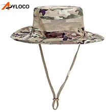 Тактические кепки военный Охотник Панамка рыбака камуфляжная шляпа Рыбалка Охота Пешие прогулки солнцезащитная Кепка мужские летние джунгли со струной