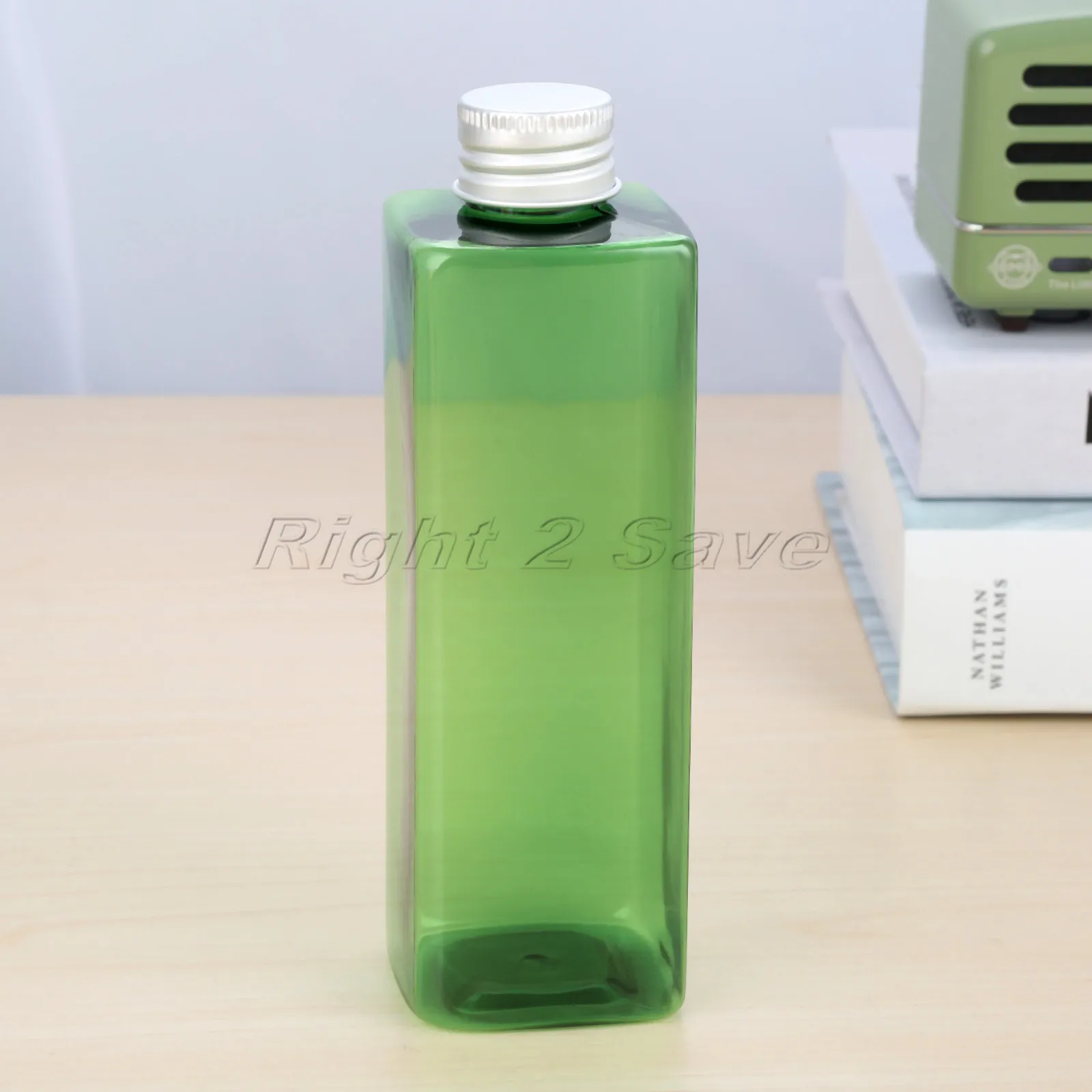 Пластиковая бутылочка квадратной формы 250 мл, внутренняя крышка, косметические контейнеры для путешествий, портативный крем, лосьон для душа, многоразовый инструмент для макияжа - Цвет: Aluminum Cover Green