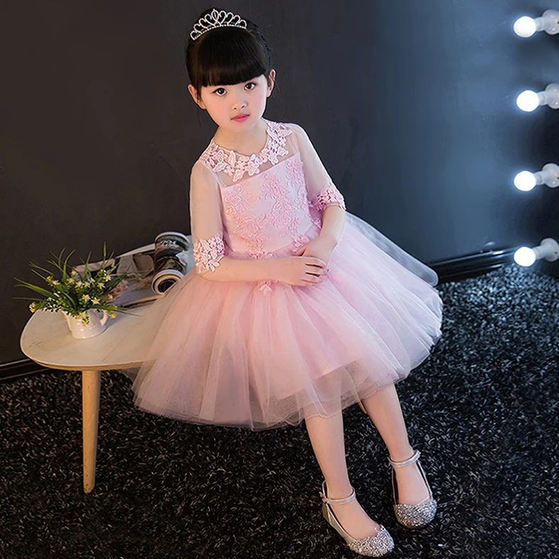 

Girls Party Wear Dress Kids 2017Embroidery lace children girls elegant ceremonies wedding birthday dresses teenagers prom gowns