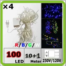 110 В 220 в 230 в 120 в 100 светодиодный 10+ 1 м красный зеленый синий белый водонепроницаемый светодиодный Рождественский гирлянда для свадьбы, сада, вечерние, рождественские