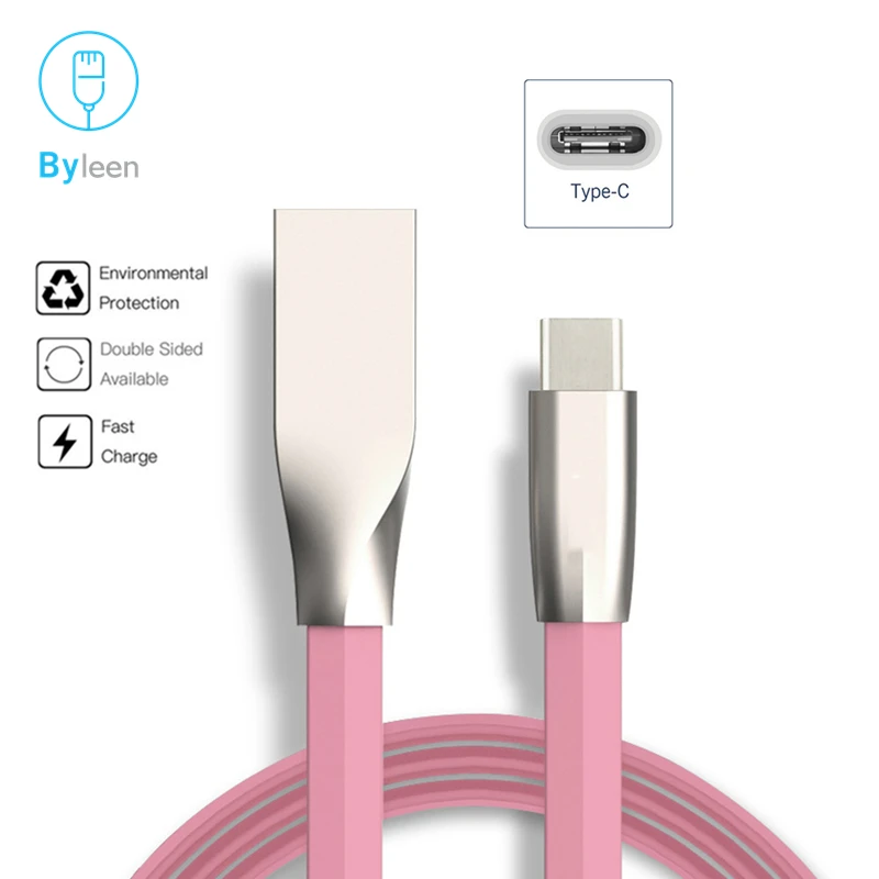 Byleen 3D цинковый сплав USB Type C зарядное устройство 1/2 м Дата синхронизации кабель для