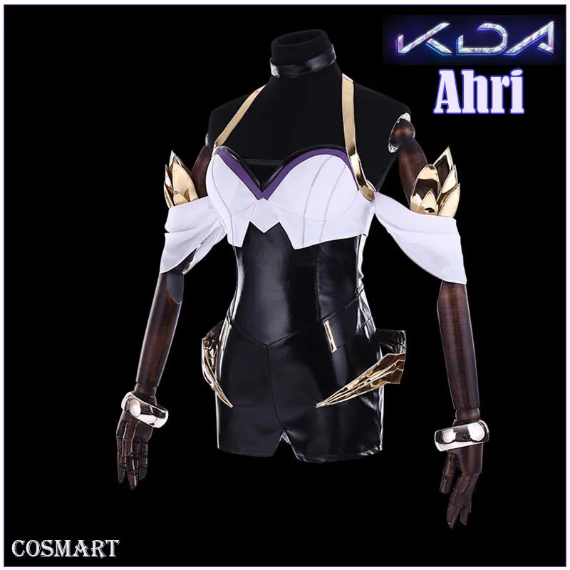 [Jan. Stock] 2018 Game LOL KDA Ahri Cosplay Costume PU Leather Uniform K/DA Ahri Cospaly Full Set With Ear For Halloween Free