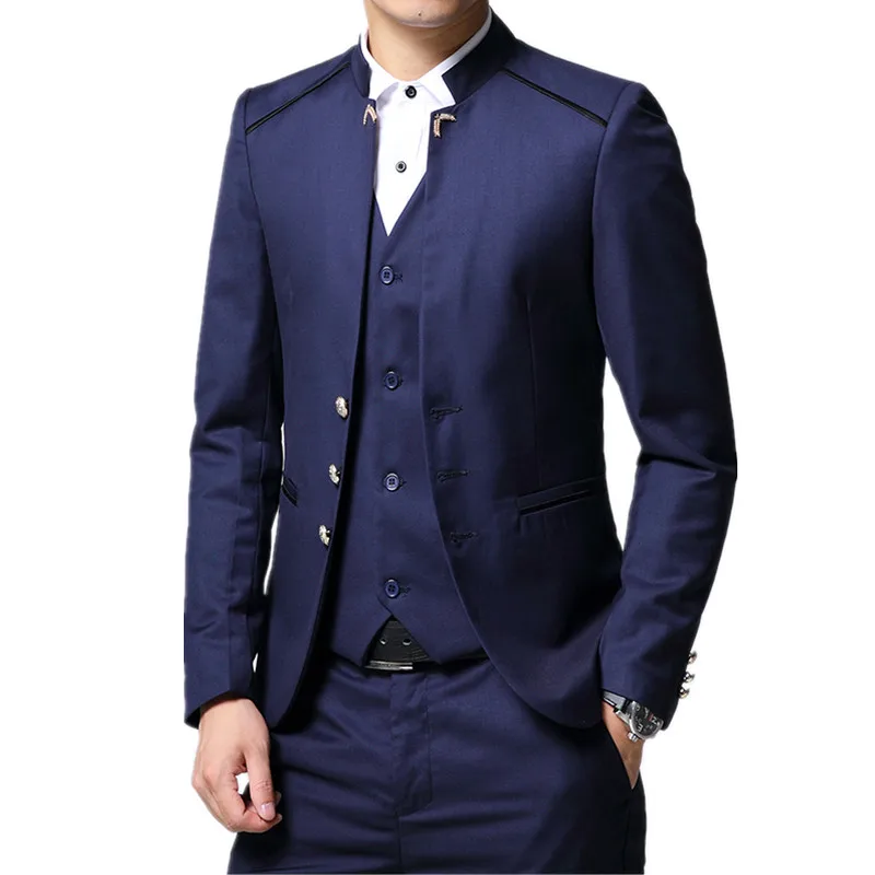 

high quality Man three piece suits sets / Male Blazers Jacket Vest Pants Business coat trousers Casual Suit