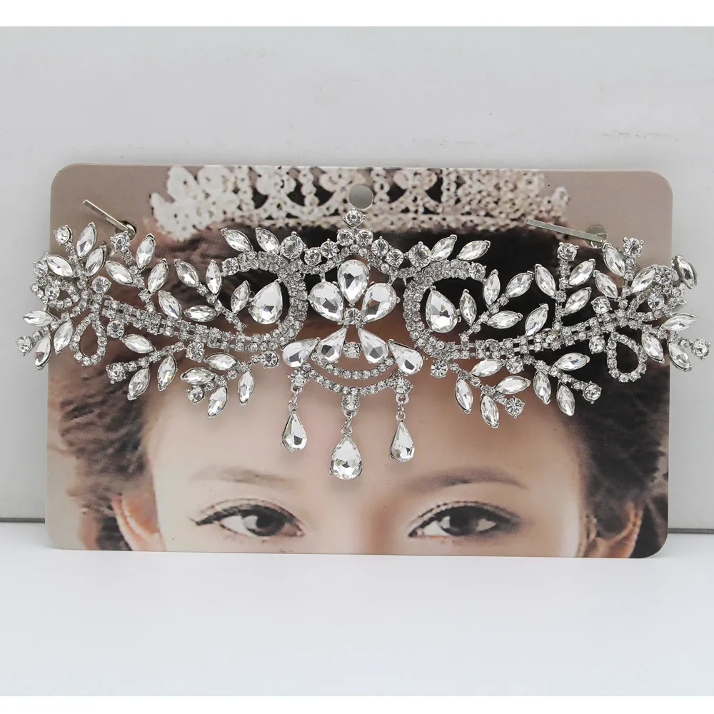  Top Coração-em forma de Cor Prata de Strass Casamento de Cristal Tiara de Noiva Acessórios Para o Cabelo Partido Jóias Presente (5)
