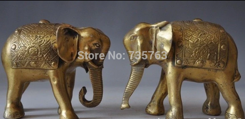 

0013098 Chinese Bronze Brass Feng Shui Lucky Auspicious peace Elephant Lovers Statue