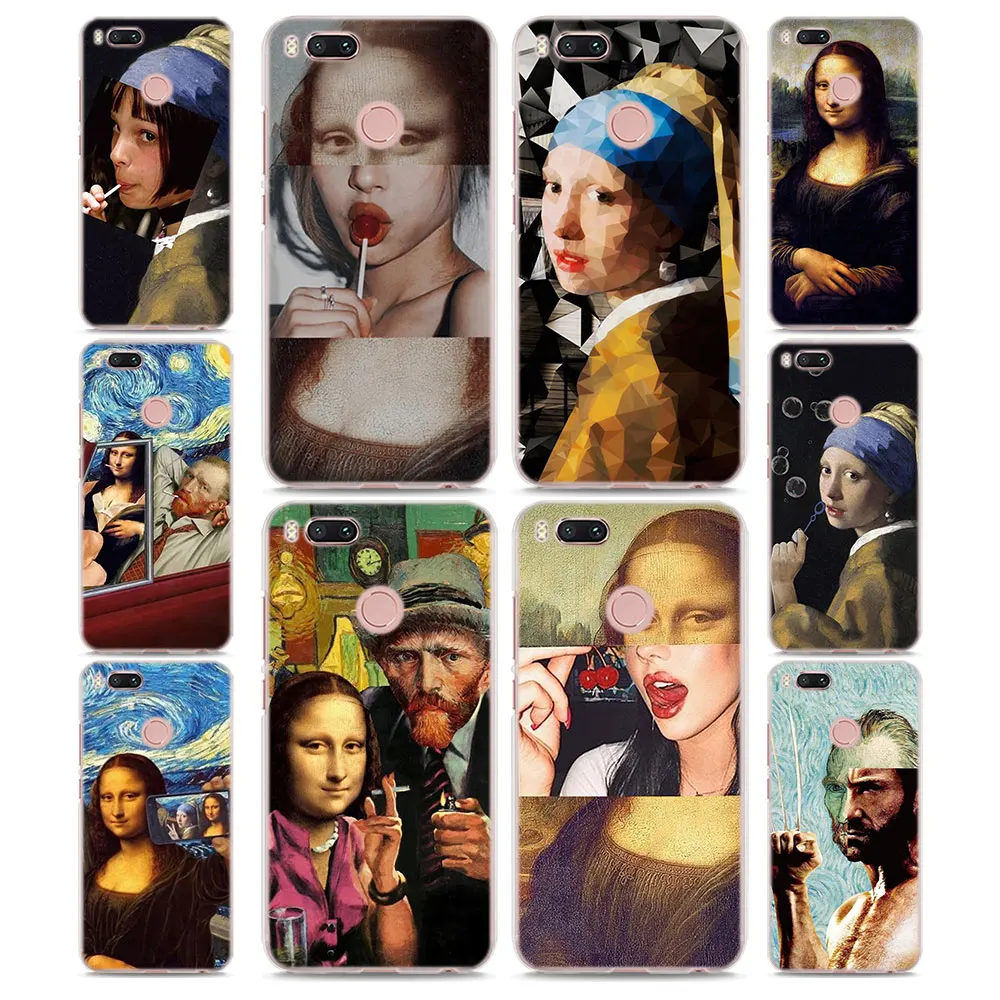 

Mona Lisa funny Spoof Art Pattern Transparent hard Case Cover for Xiaomi Mi A1 A2 5X 6X 8 8SE for Redmi 6 6A 5 5A Note 4 4X