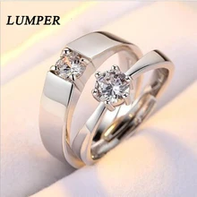 LUNPER Горячая Мода хрусталь, циркон, камень Обручальные кольца для пар из нержавеющей стали регулируемое кольцо для женщин men07