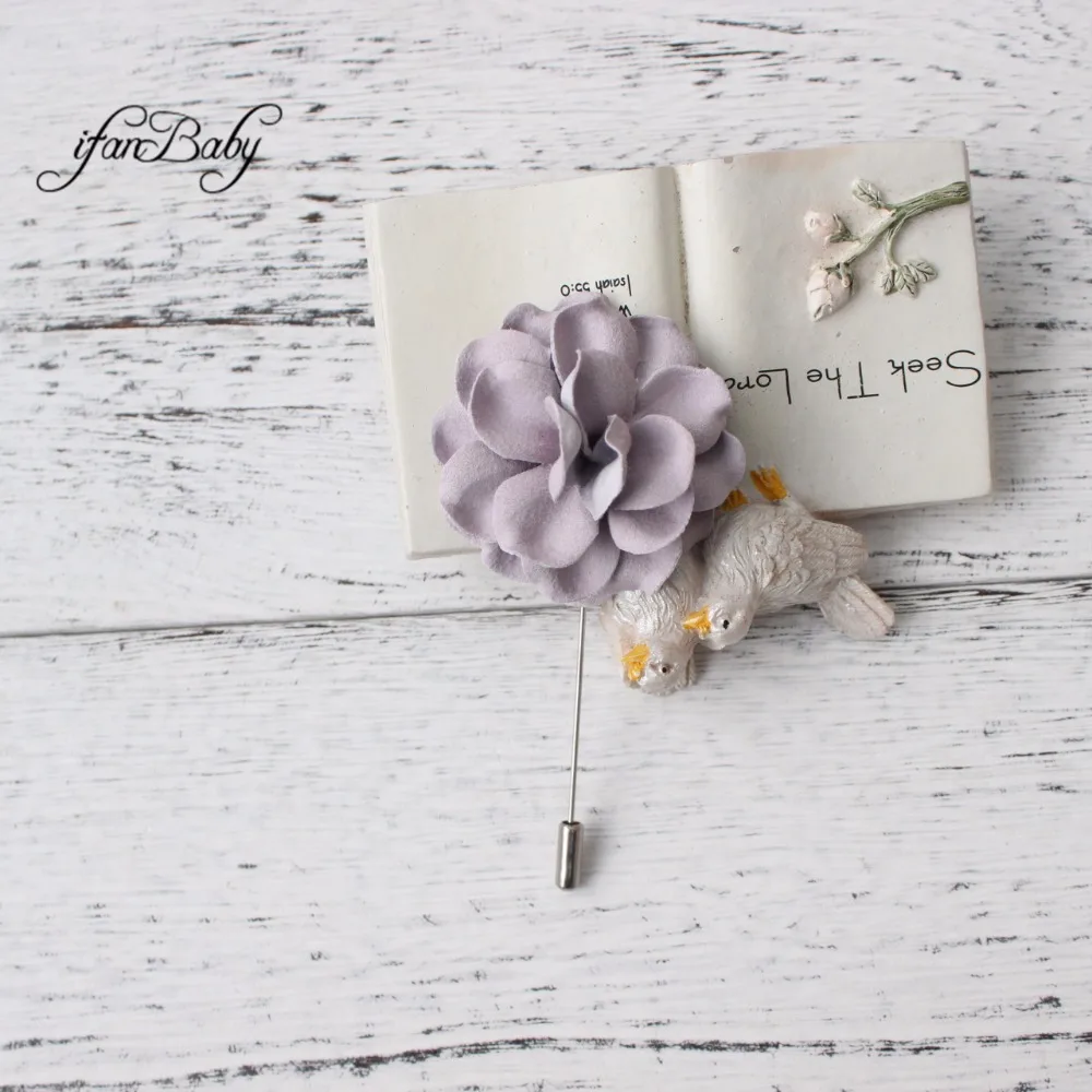 

Fashion Brooch Men brooch pins Synthetic Leather flower lapel pins suit wedding Brooch clip