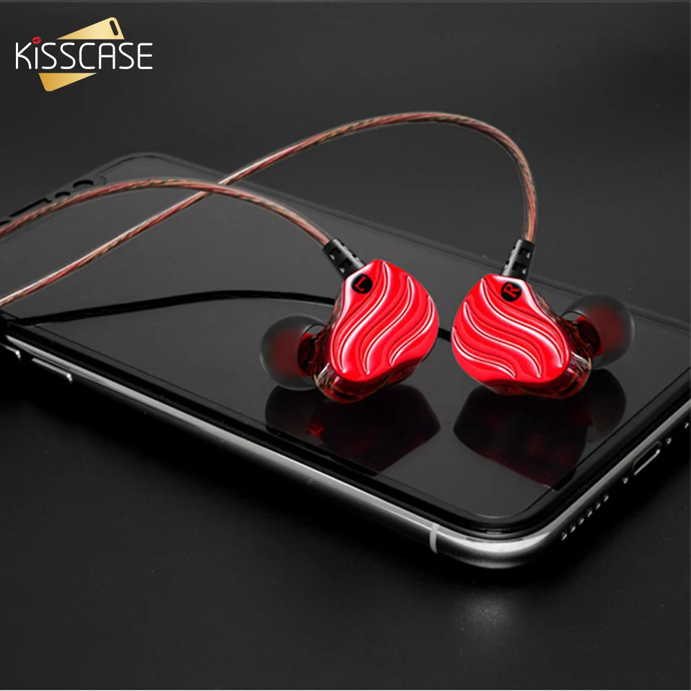 KISSCASE In Ear Wired Earphone Double Unit Drive Stereo Bass Subwoofer Headset DJ MP3 Sports Earphones Gaming Earbuds For iPhone