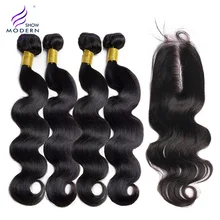 Brazilian Hair Body Wave Bundles With Closure 3 bundles Remy Hair Extension 2x6 lace Closure Human Hair Bundles With Closure