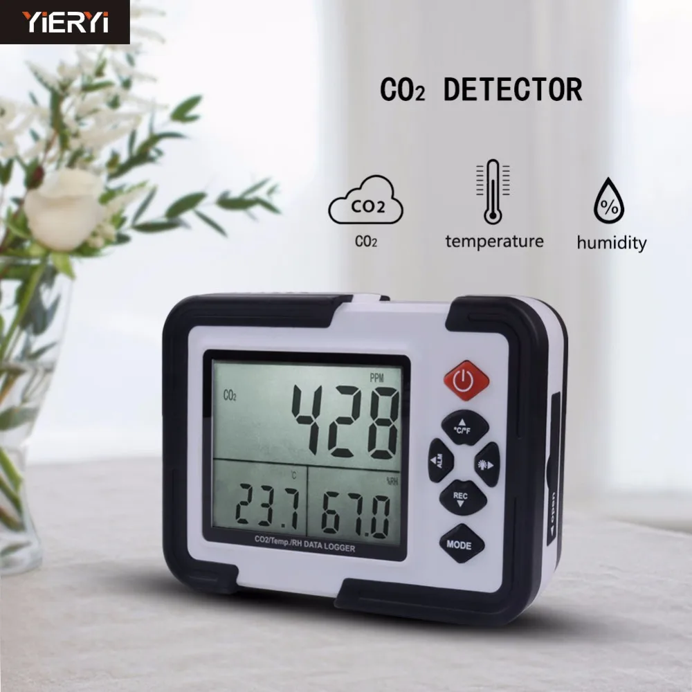 

yieryi HT-2000 Digital CO2 Meter CO2 Monitor Detector Gas Analyzer 9999ppm CO2 Analyzers Temperature Relative Humidity Tester