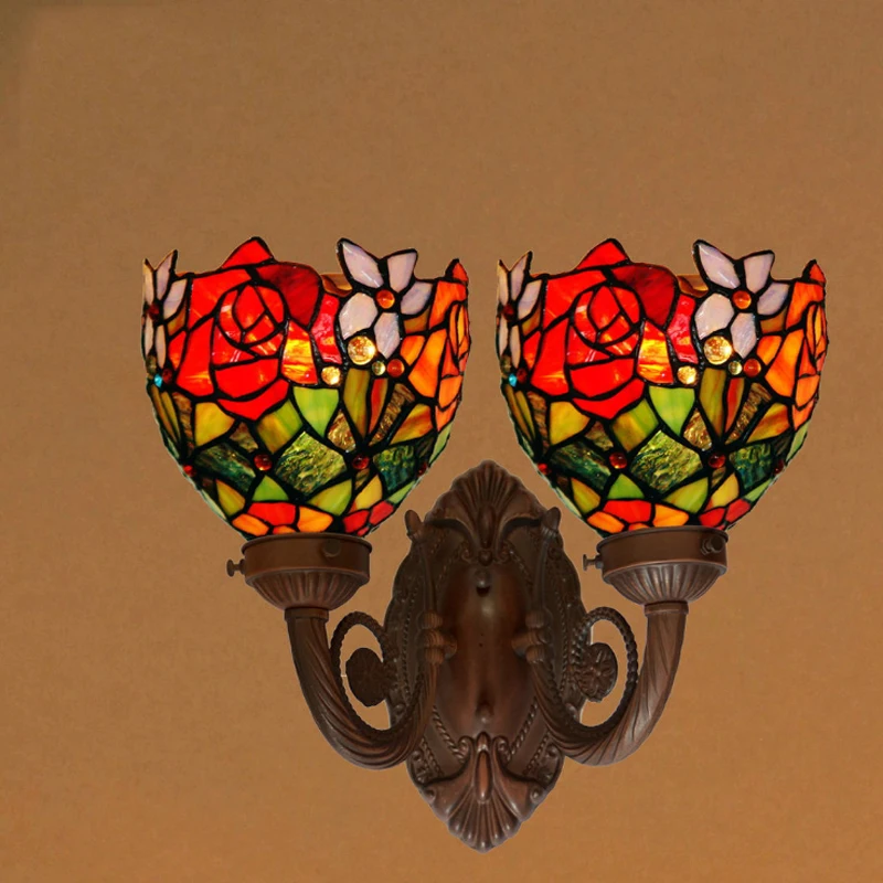 Витражное стекло один светодиодный бра настенный светильник Wandlamp цветок роза