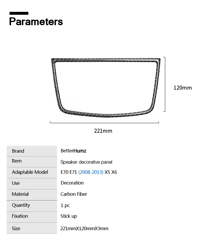 Betterhumz наклейки для автомобиля для BMW E70 E71 X5 X6 аксессуары из углеродного волокна приборной панели динамик декоративная панель украшения