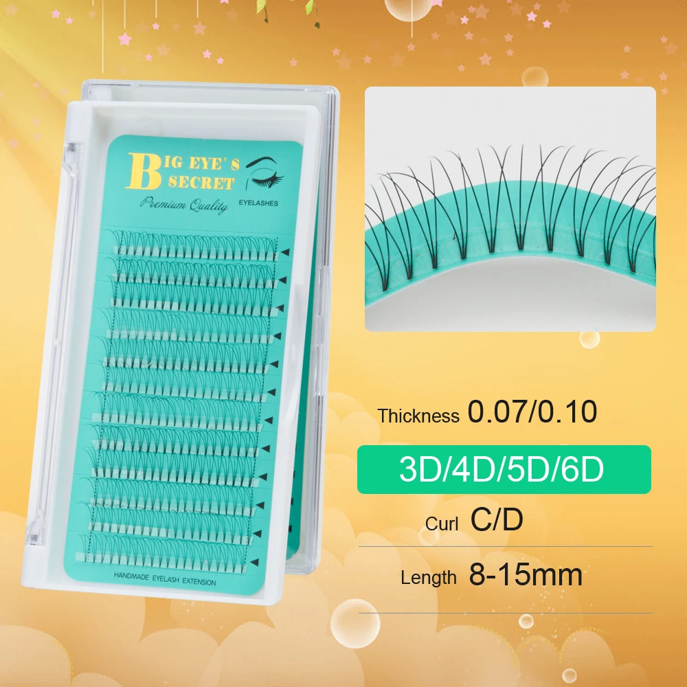 

BES 1 Tray Short Stem Individual Natural Mink Eyelash Extension Artificial Fake False Eyelashes Premade Fans Volume Lashes Fans