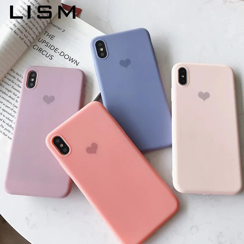 

For Solid color small love TPU soft shell iPhoneX/XR mobile phone shell Xs Max apple 7/8plus soft set 6s girl protective shell