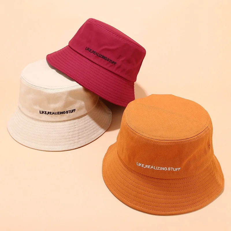

2019 Cotton like realizing stuff letter embroidery Bucket Hat Fisherman Hat outdoor travel hat Sun Cap Hats for Men and Women 05