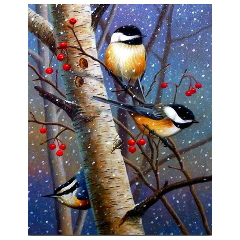 Full Round Diamond mosaic animal Full Square Diamond embroidery Cross stitch bird DIY 3D Diamond painting tree