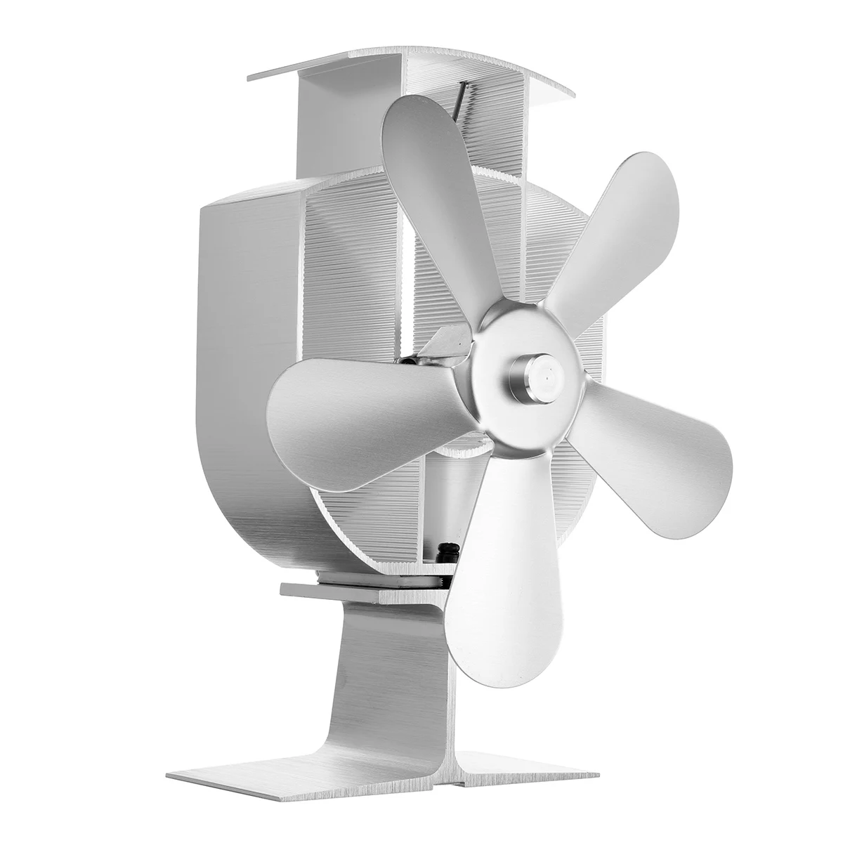 

Stove Fan 4 Blade Fireplace Fan Heat Powered komin Wood Burner Eco Fan Friendly Quiet Home Efficient Heat Distribution Silver