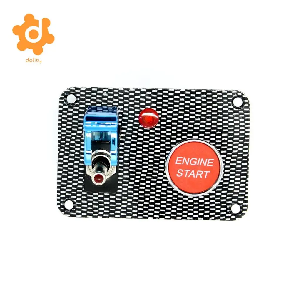 dolity Car Marine Boat RV Start Push Button + Toggle Switch with Blue Cover Panel